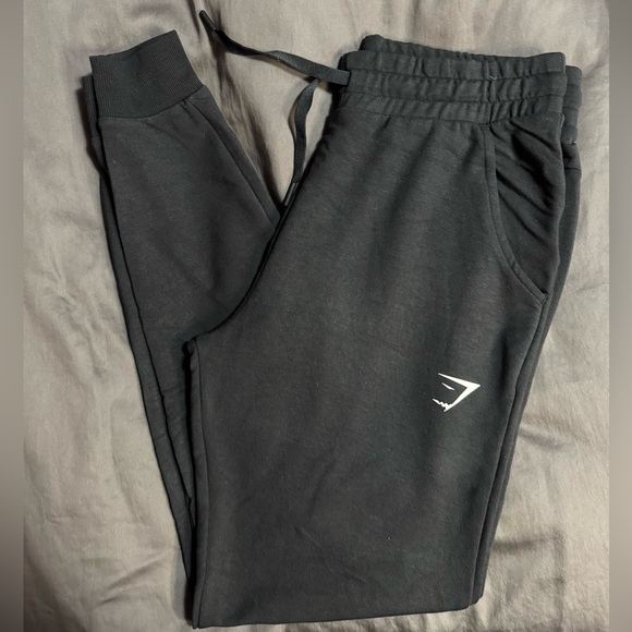 Gymshark Black Track Pants with Tapered Fit and Elastic Waistband - Picture 1 of 4